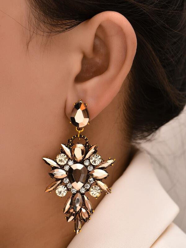 Rhinestone Drop Earrings Multicolor/one-size
