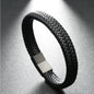 Men’s Braided Leather-Style Bracelet with Magnetic Clasp – Modern & Durable