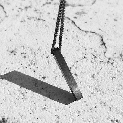 Stainless Steel Rectangular Pendant Necklace - Black | Silver